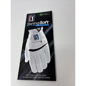 PGA Tour "SwingSoft" Men's Leather Golf Glove, Left Hand, Size LG, White SEALED